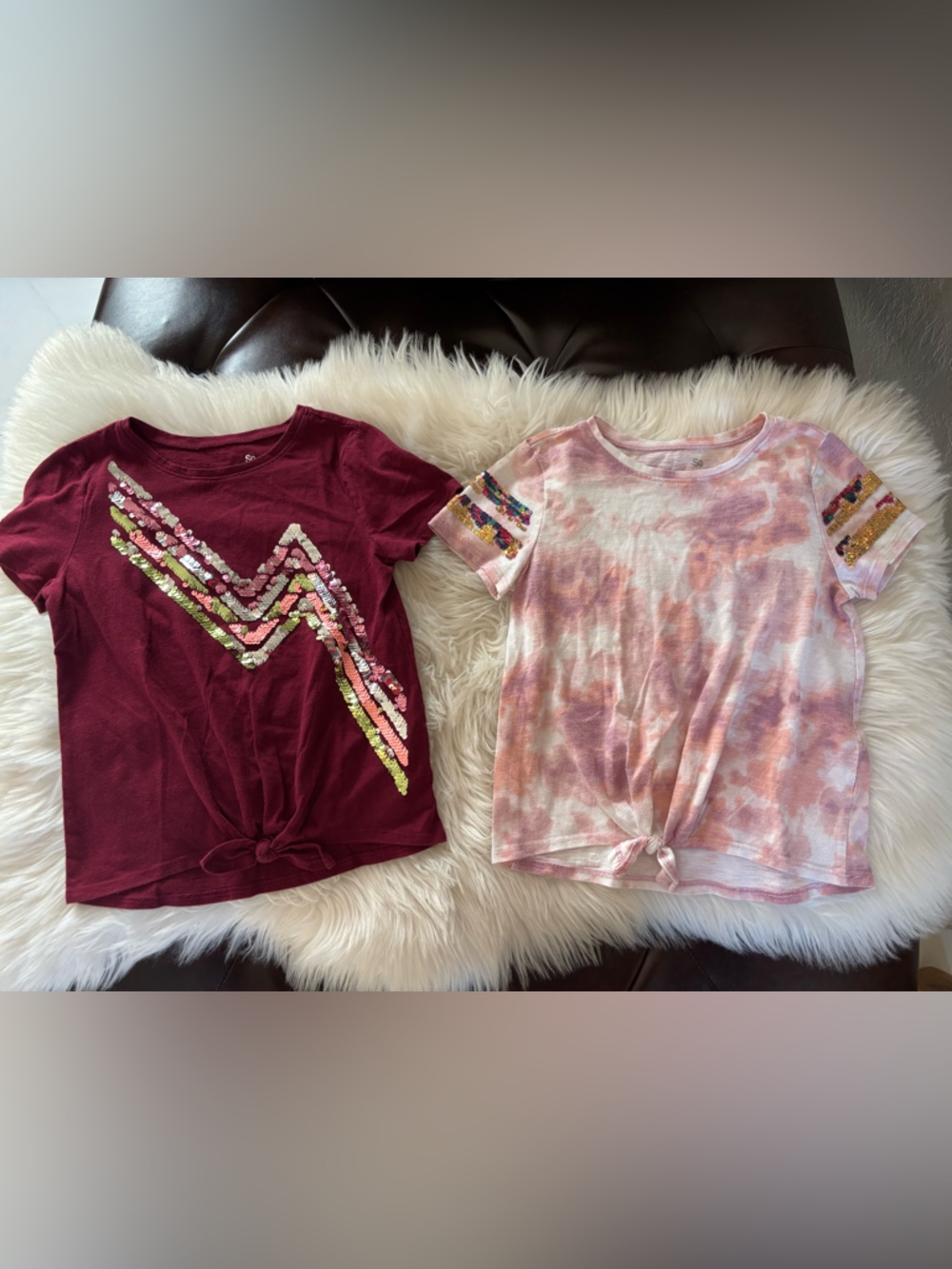 SO bundle Pink & Lavender Tie-Dye burgundy Embellished sequins Tee short sleeve